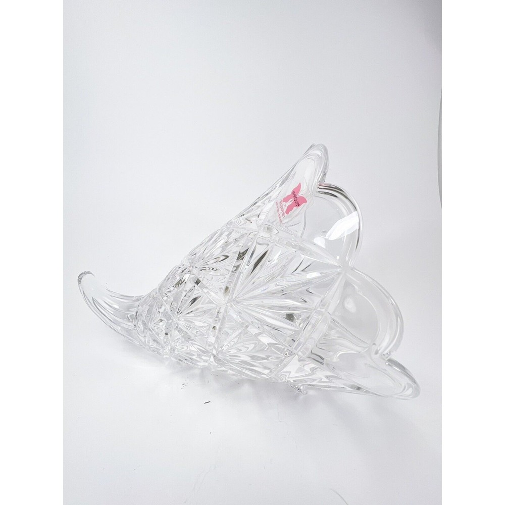 Vintage Waterford Crystal Cornucopia Vase Czech Republic Original Stickers